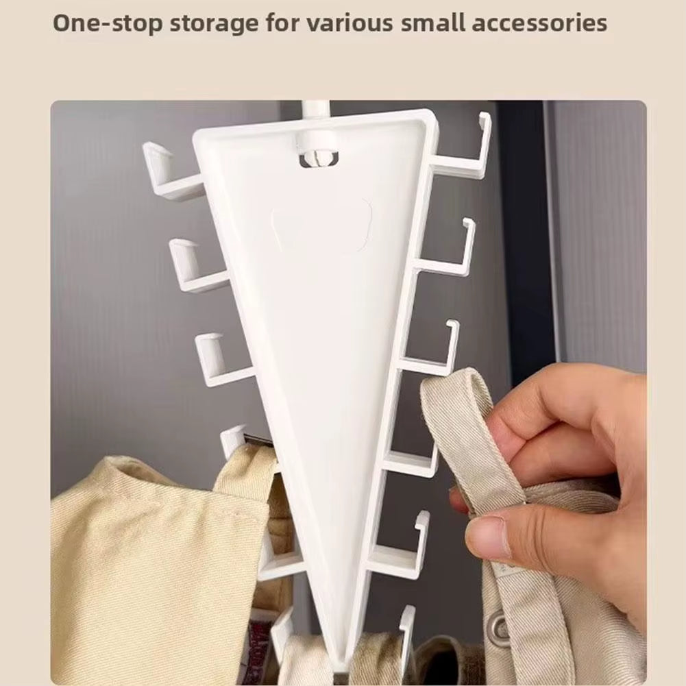 V-Shape Rotatable Multi-Hook Closet Organizer with 12 Hooks - Double-Sided Space-Saving Multifunctional Wardrobe Hat Rack