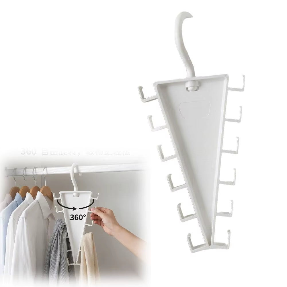 V-Shape Rotatable Multi-Hook Closet Organizer with 12 Hooks - Double-Sided Space-Saving Multifunctional Wardrobe Hat Rack