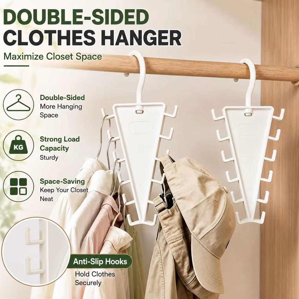 V-Shape Rotatable Multi-Hook Closet Organizer with 12 Hooks - Double-Sided Space-Saving Multifunctional Wardrobe Hat Rack