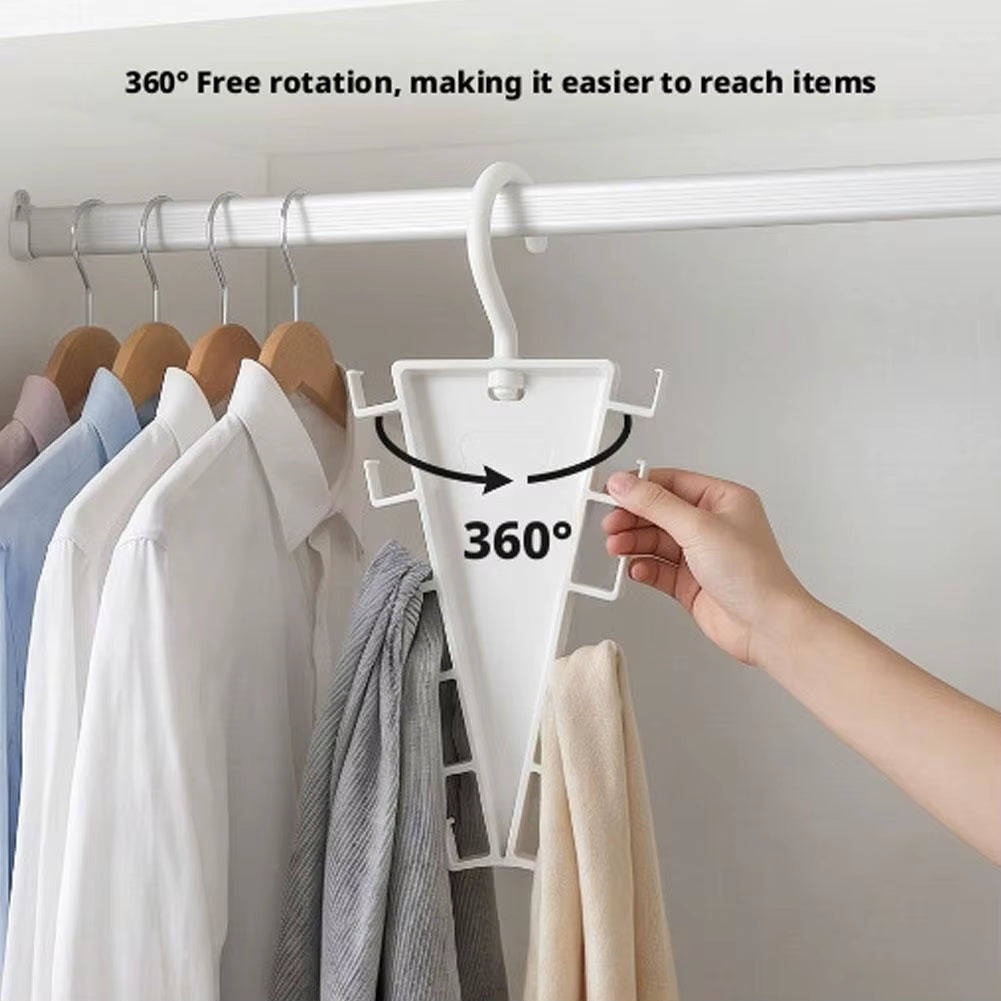 V-Shape Rotatable Multi-Hook Closet Organizer with 12 Hooks - Double-Sided Space-Saving Multifunctional Wardrobe Hat Rack